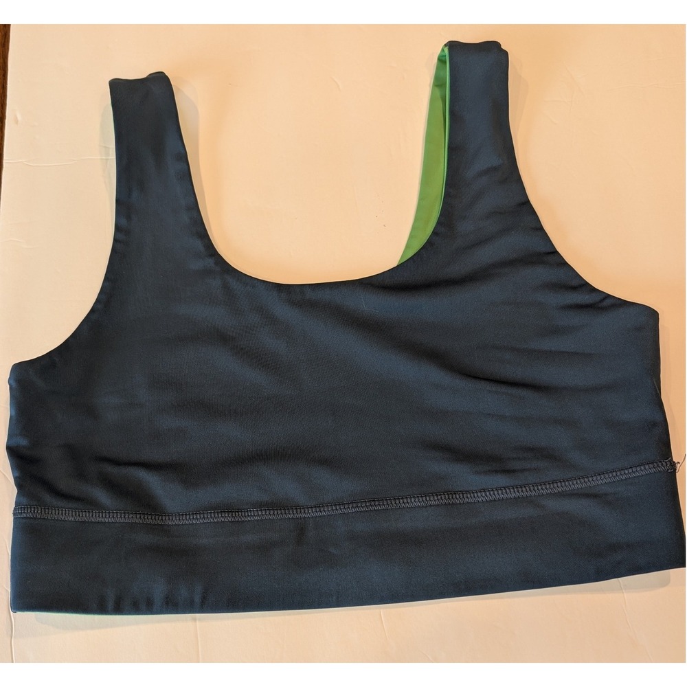 Fabletics Reversible Sports Bra Sz M Navy Blue Lime Green Scoop Neck Athletic